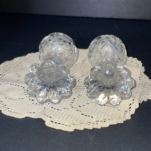 Crystal Salt & Pepper Shakers 5” Vintage Glassware Set Dinnerware - Picture 6 of 8